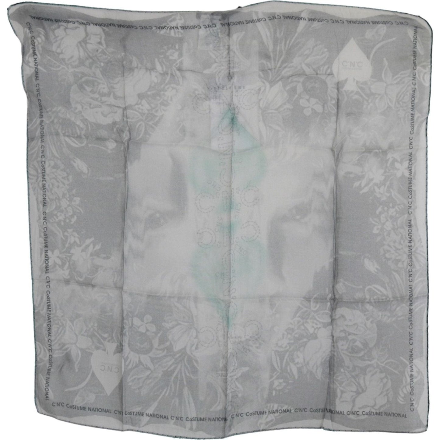 Costume National Elegant Gray Silk Scarf for Women gray-silk-shawl-foulard-wrap-scarf Silk Wrap Shawls