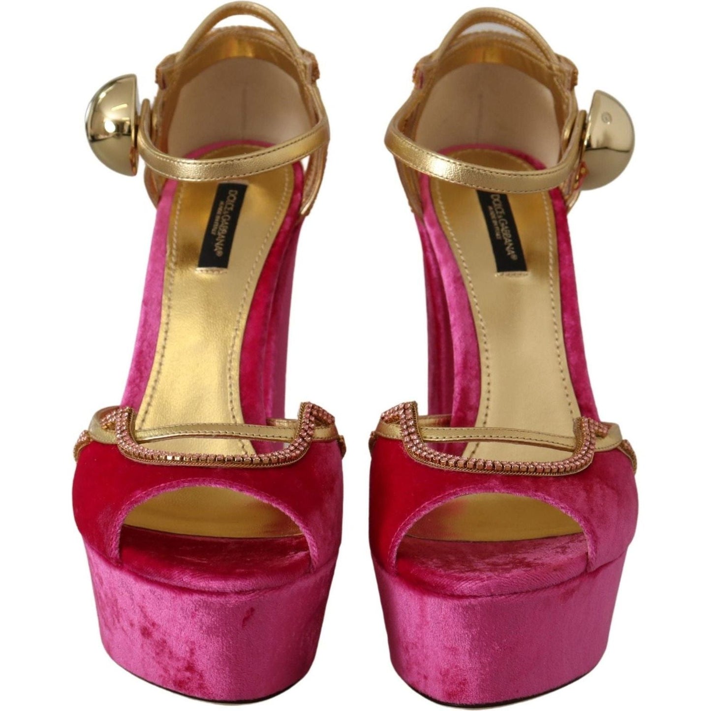 Dolce & Gabbana Ethereal Pink Velvet Crystal Sandals pink-velvet-crystal-ankle-strap-sandals-shoes IMG_0260-98f82157-44a.jpg