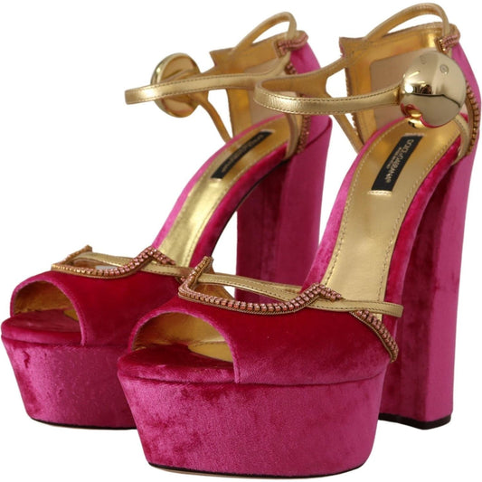 Dolce & GabbanaEthereal Pink Velvet Crystal SandalsMcRichard Designer Brands£909.00