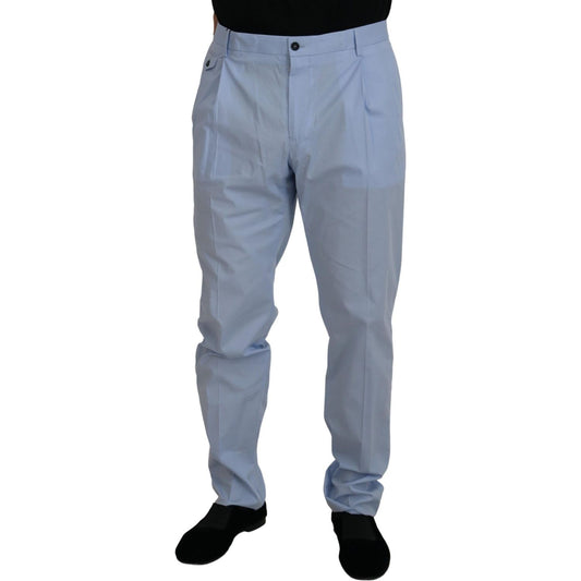 Dolce & Gabbana Elegant Slim Fit Chinos In Light Blue blue-cotton-stretch-trousers-chinos-pants