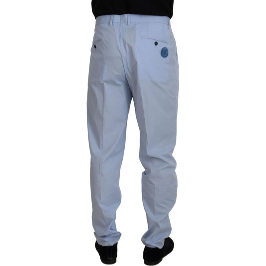 Dolce & Gabbana Elegant Slim Fit Chinos In Light Blue blue-cotton-stretch-trousers-chinos-pants