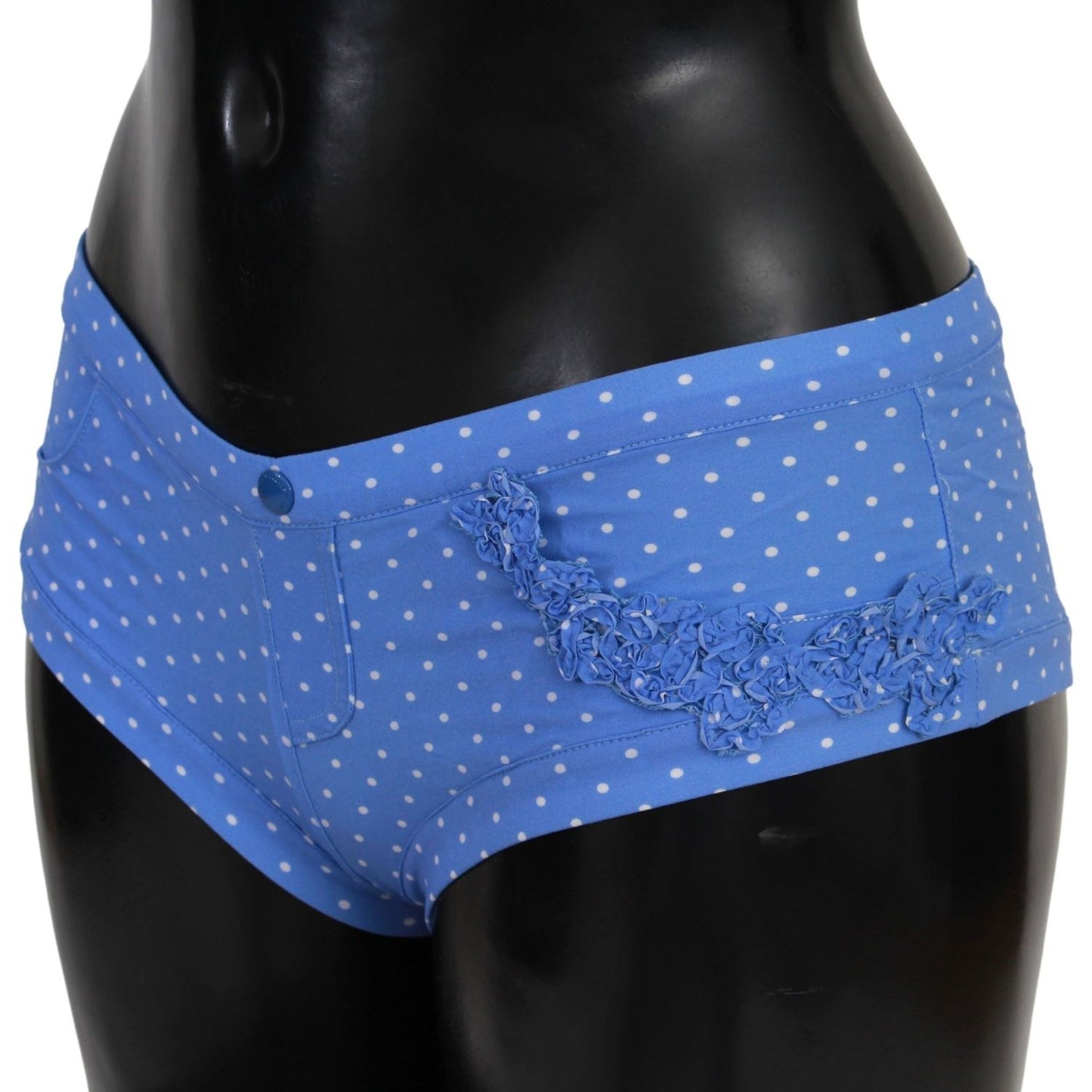 Ermanno Scervino Chic Blue Dotted Designer Bikini Set blue-shorts-beachwear-bikini-bottoms-swimsuit