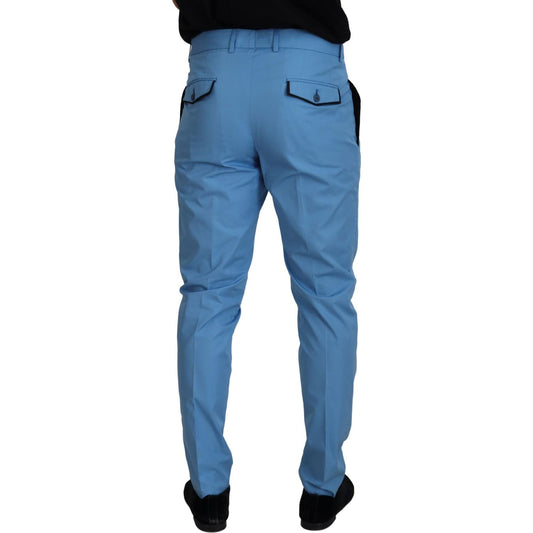 Dolce & Gabbana Elegant Slim Fit Chinos - Indulge in Italian Luxury blue-cotton-silk-trousers-chinos-pants