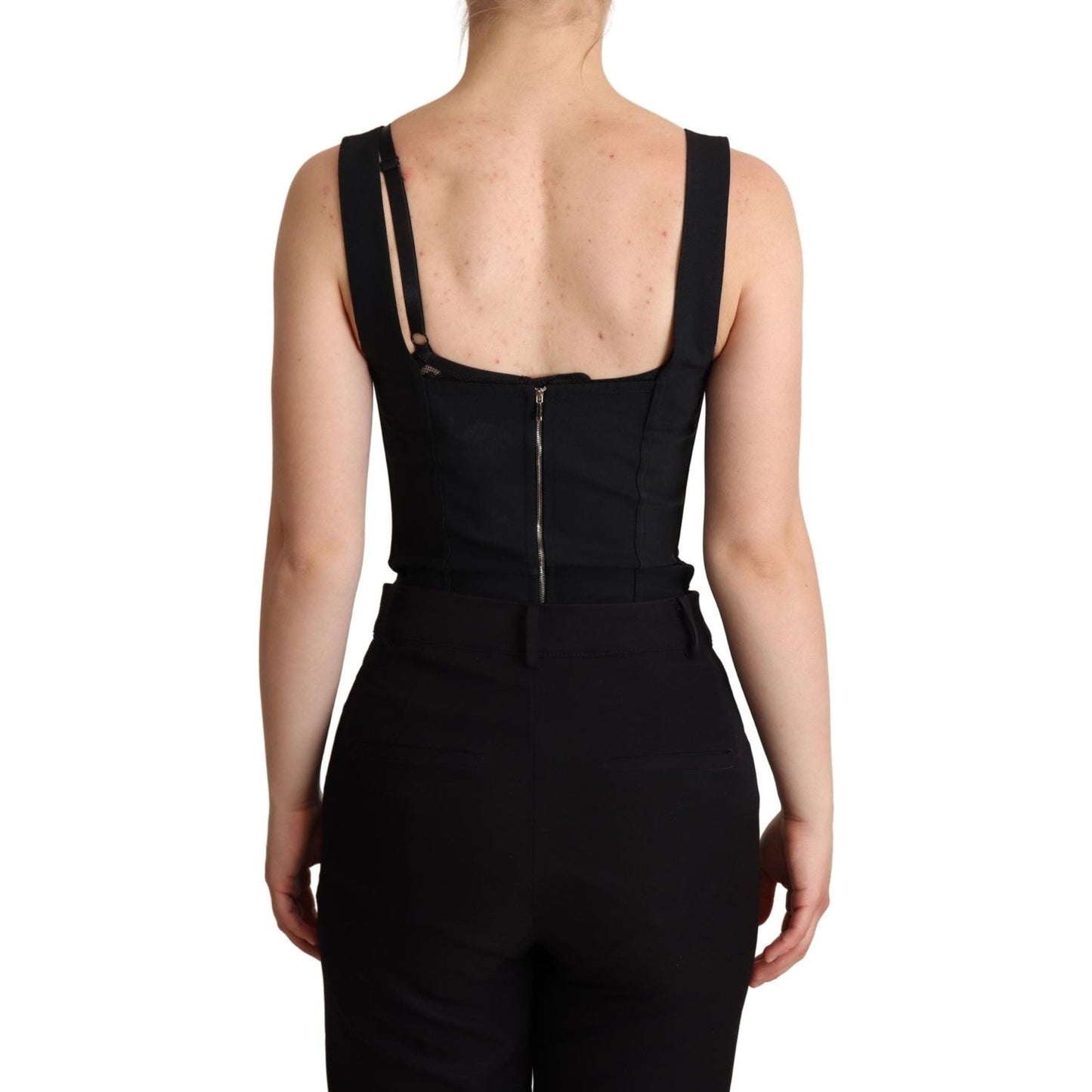Dolce & Gabbana Elegant Black Lace Bodysuit Corset Dress Jeans & Pants black-floral-lace-bodysuit-hot-pants-dress
