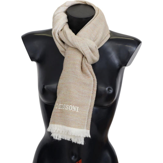 Missoni Elegant Multicolor Wool Scarf with Signature Design multicolor-lined-wool-knit-neck-wrap-fringe-scarf