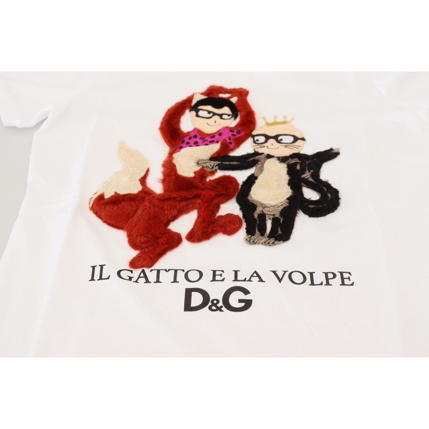 Dolce & Gabbana Iconic Prints Designer Cotton Tee t-shirt-top-white-textured-short-sleeve