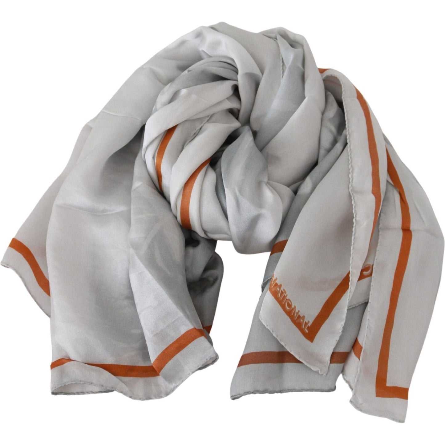 Costume National Elegant Floral Printed Silk Scarf Silk Wrap Shawls gray-orange-silk-floral-foulard-wrap-scarf