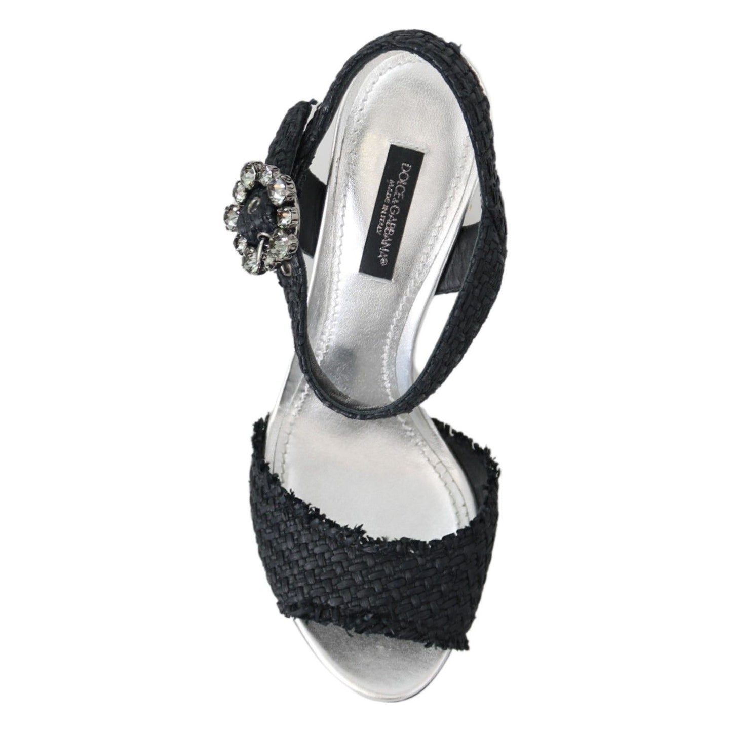 Dolce & Gabbana Elegant Black Ankle Strap Sandals with LED Lights black-crystals-led-lights-sandals-shoes