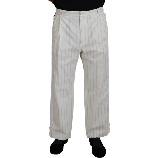 Dolce & Gabbana Elegant White Striped MainLine Trousers white-cotton-striped-formal-pants IMG_0313-scaled-80e8d771-3aa.jpg