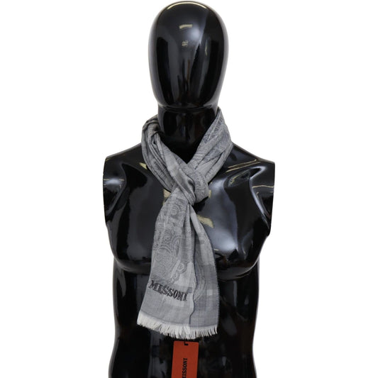 Missoni Chic Unisex Gray Wool Scarf with Logo Embroidery gray-floral-wool-unisex-neck-wrap-fringes-scarf IMG_0336-scaled-17c02e7c-6c4.jpg