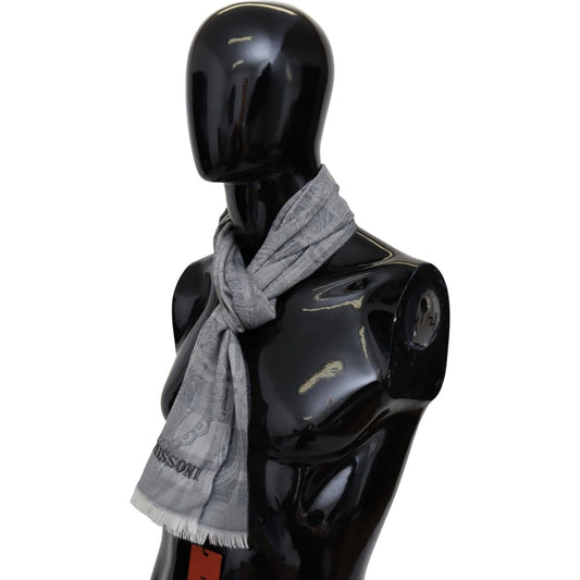 Missoni Chic Unisex Gray Wool Scarf with Logo Embroidery gray-floral-wool-unisex-neck-wrap-fringes-scarf IMG_0337-scaled-627ce05b-762.jpg