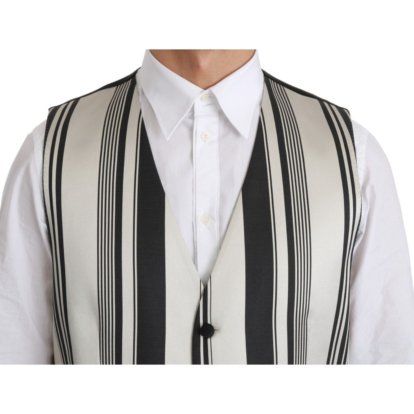 Dolce & Gabbana Stripe Cotton Silk Dress Vest white-black-stripes-waistcoat-formal-vest IMG_0344-9fade29b-c82.jpg