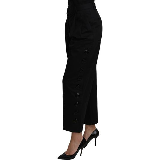 Dolce & Gabbana Elegant High Waist Cropped Pants Jeans & Pants black-high-waist-cropped-cotton-stretch-pants