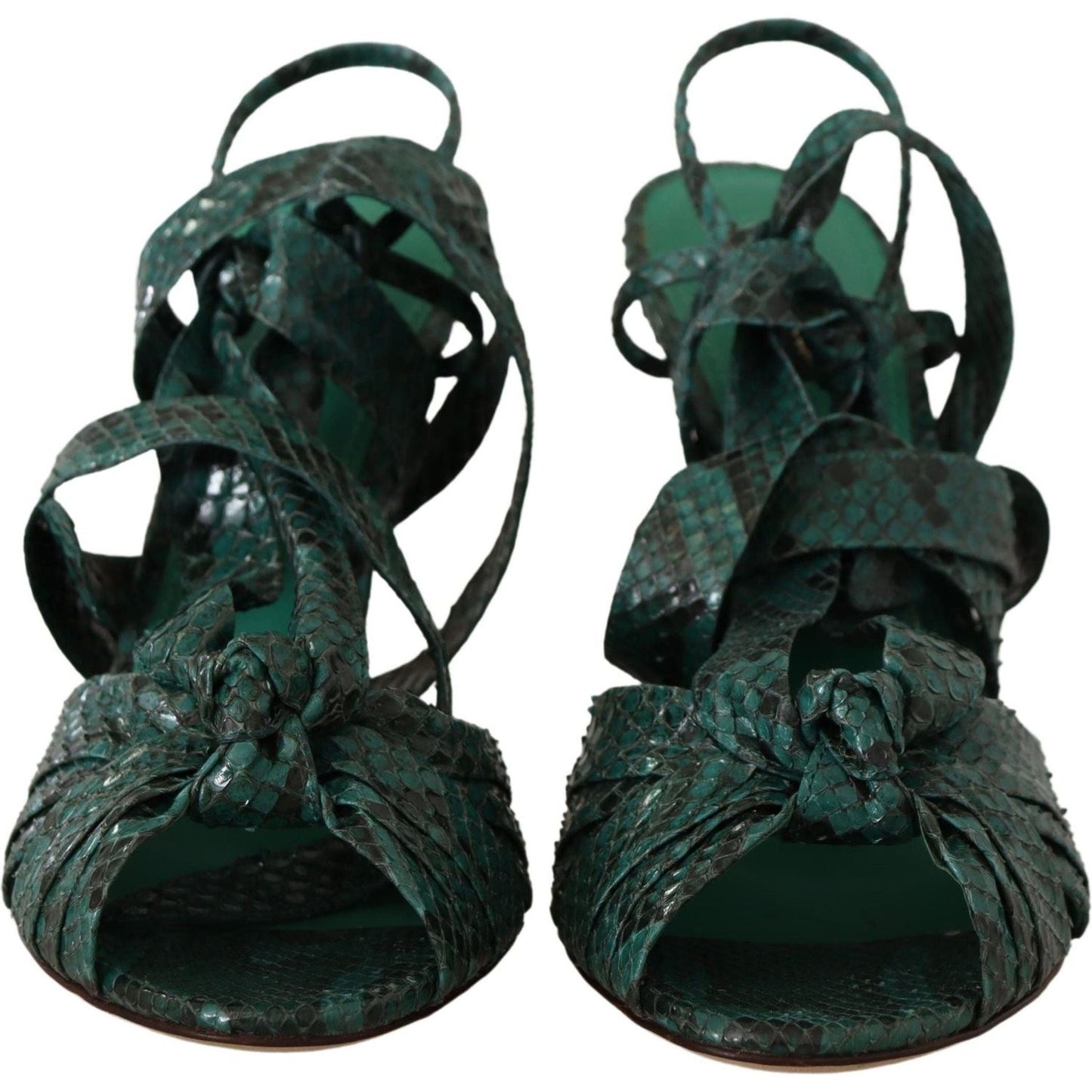 Dolce & Gabbana Elegant Green Python Strappy Heels green-python-strap-sandals-heels-shoes IMG_0357-7285192d-6a7.jpg