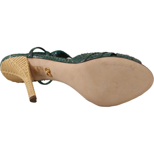 Dolce & Gabbana Elegant Green Python Strappy Heels green-python-strap-sandals-heels-shoes IMG_0362-scaled-42d7d3e3-56e.jpg