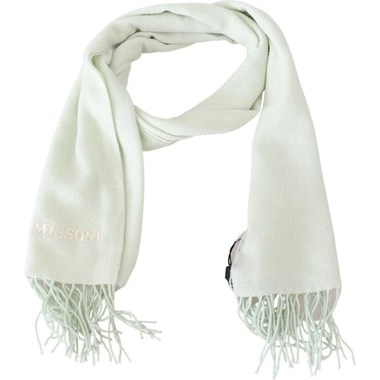 Missoni | White Pattern Cashmere Unisex Wrap Fringes Scarf | 169.00 - McRichard Designer Brands