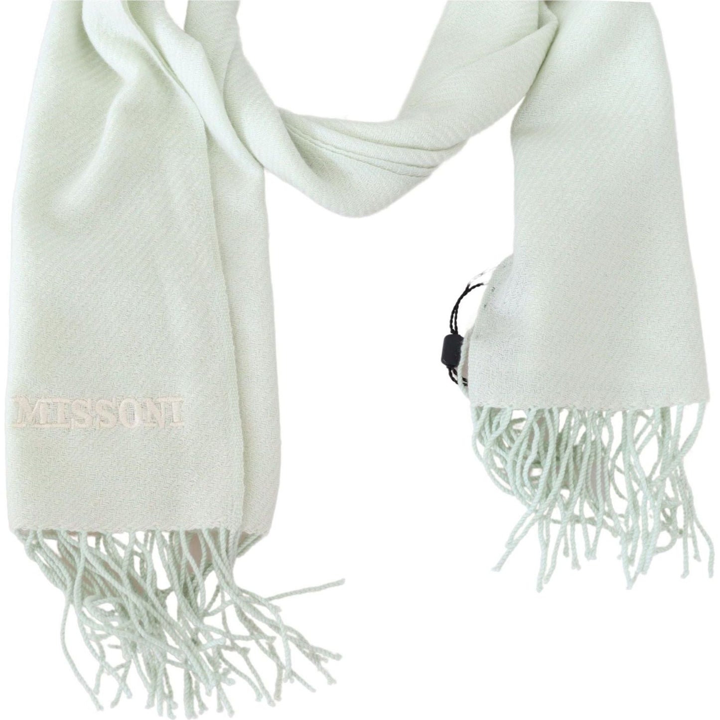 Missoni Elegant White Cashmere Scarf white-pattern-cashmere-unisex-wrap-fringes-scarf