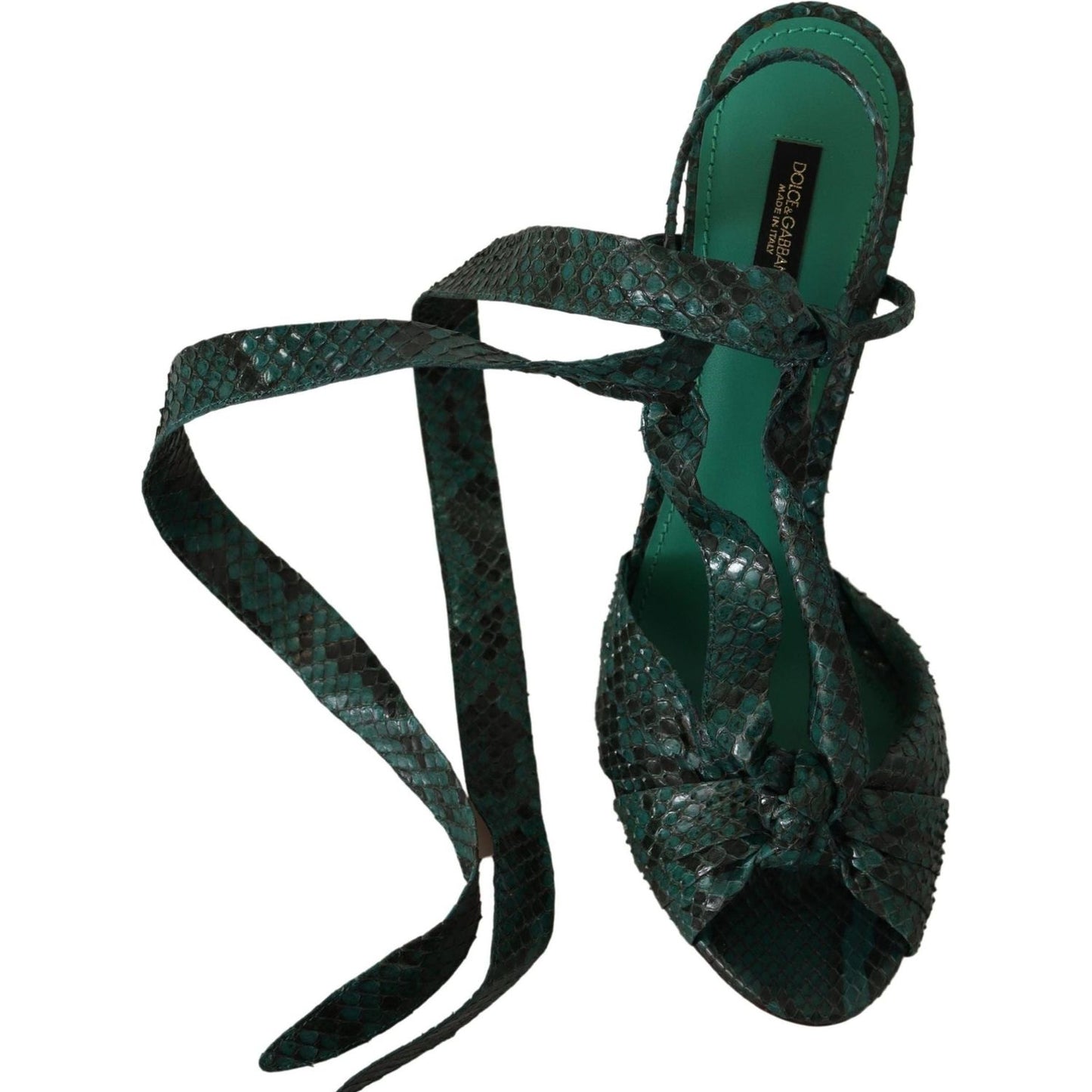 Dolce & Gabbana Elegant Green Python Strappy Heels green-python-strap-sandals-heels-shoes IMG_0365-scaled-353e42b8-3c2.jpg