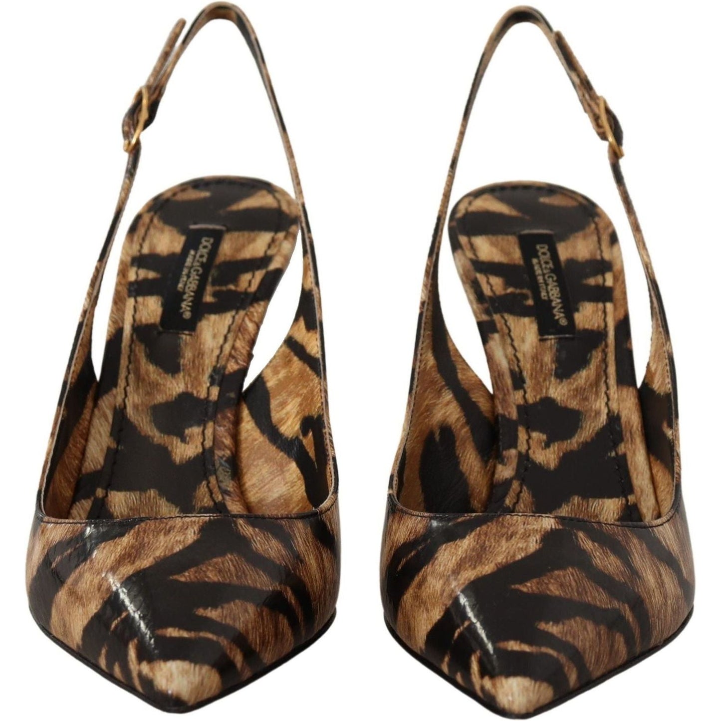 Dolce & Gabbana Tiger Pattern Slingback Heels Pumps brown-slingbacks-leather-tiger-shoes