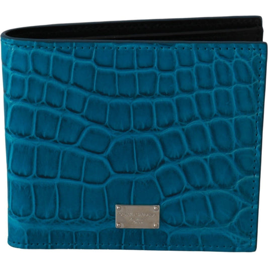 Dolce & Gabbana Blue Alligator Pattern Leather Bifold Wallet MAN WALLETS blue-mens-card-holder-bifold-logo-exotic-skin-wallet IMG_0370-7aa304dd-23f.jpg