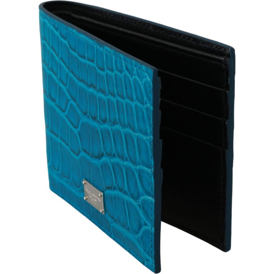 Dolce & Gabbana Blue Alligator Pattern Leather Bifold Wallet MAN WALLETS blue-mens-card-holder-bifold-logo-exotic-skin-wallet IMG_0371-69c31f37-f25.jpg