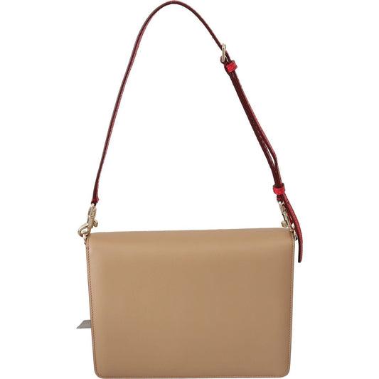 Dolce & Gabbana Exquisite LUCIA Leather Shoulder Bag Purse purple-beige-red-leather-crossbody-purse-bag