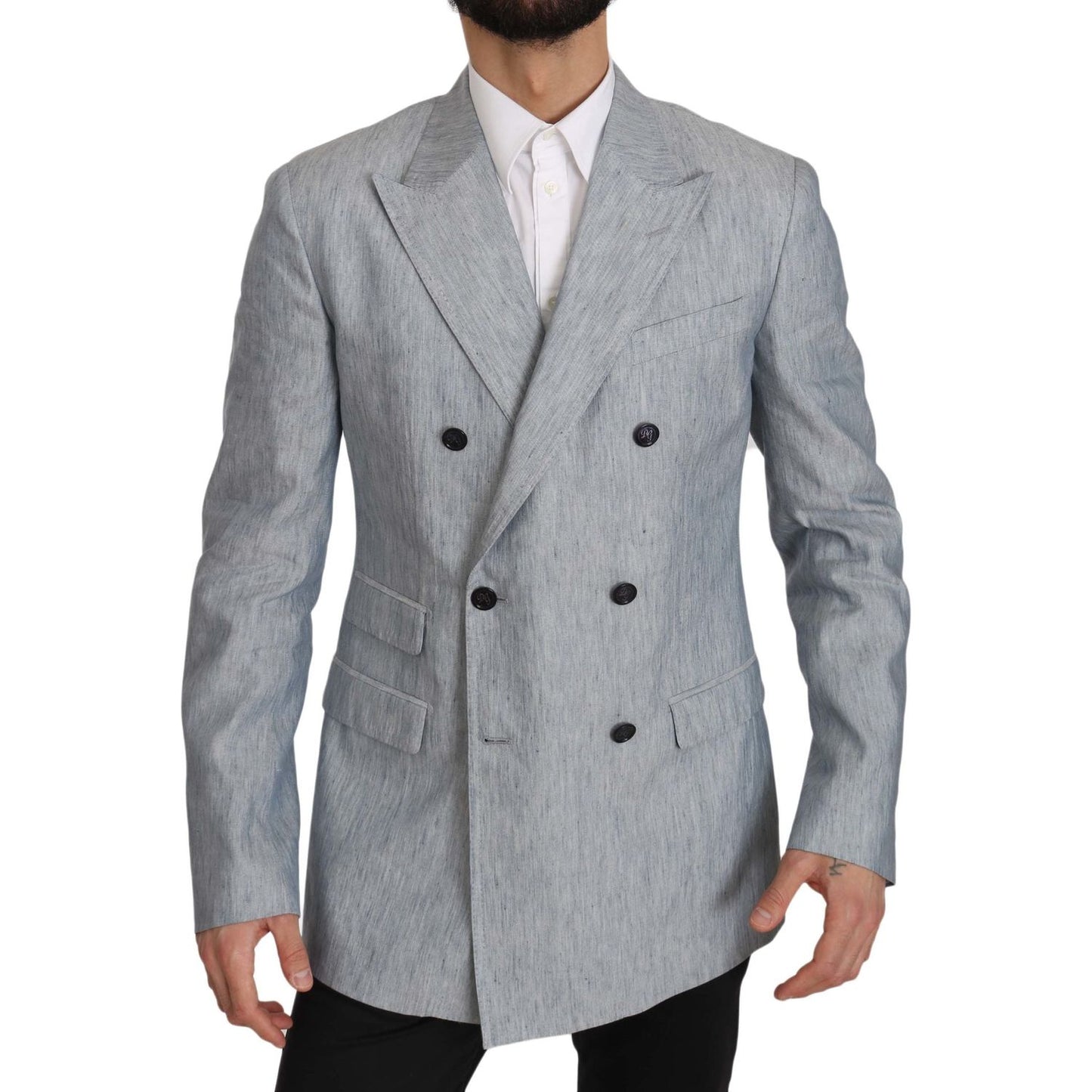 Dolce & Gabbana Elegant Light Blue Double Breasted Blazer blue-flax-napoli-jacket-coat-blazer IMG_0380-scaled.jpg