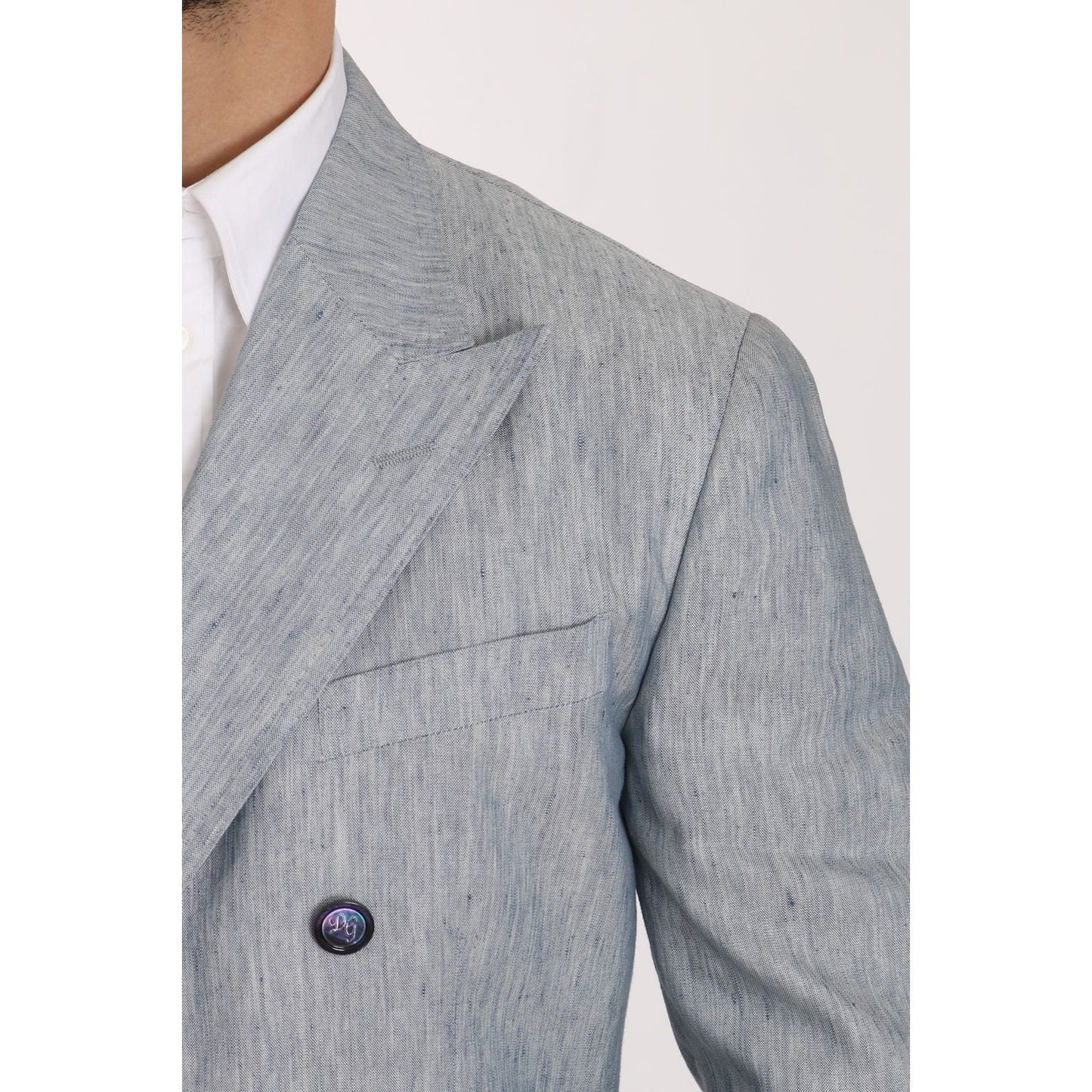 Dolce & Gabbana Elegant Light Blue Double Breasted Blazer blue-flax-napoli-jacket-coat-blazer