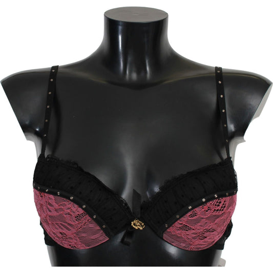 Roberto Cavalli Elegant Black Lace Push-Up Bra black-pink-lace-push-up-bra-underwear IMG_0385-76a24f22-95e.jpg