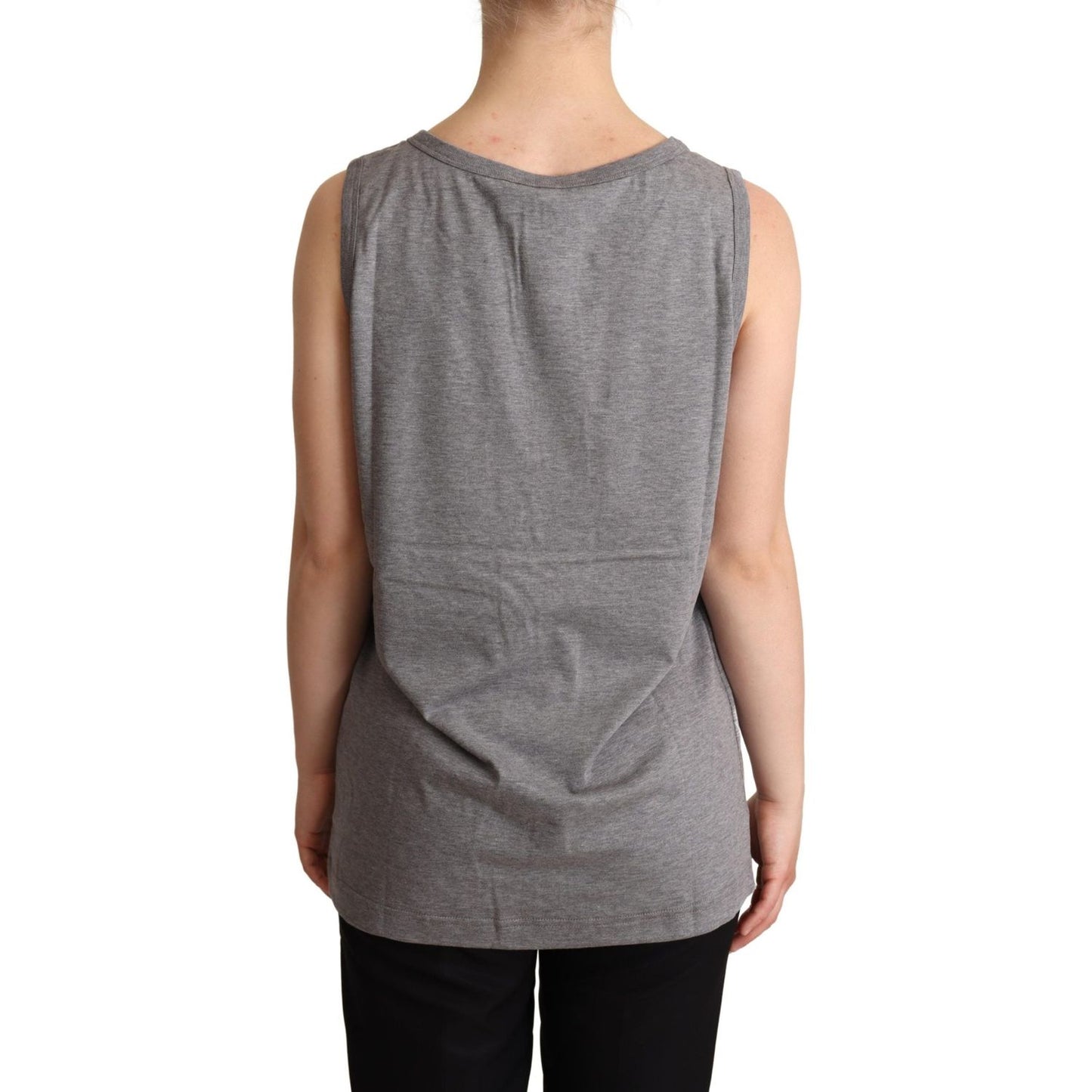 Dolce & Gabbana Elegant Gray Cotton Jersey Sleeveless Tank gray-sleeveless-round-neck-tank-top-t-shirt