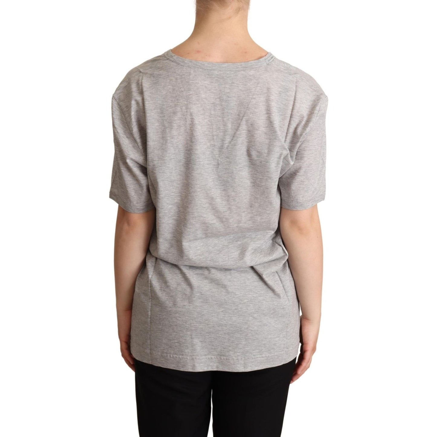 Dolce & Gabbana Elegant Gray V-Neck Cotton Tee gray-solid-100-cotton-v-neck-top-t-shirt