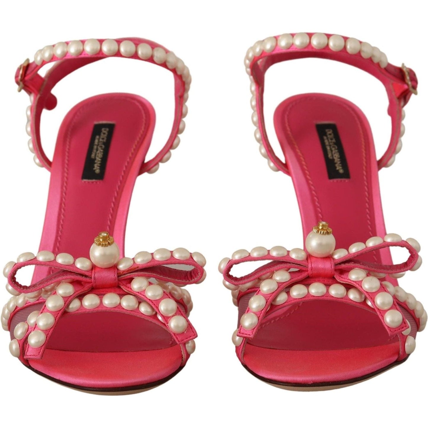 Dolce & Gabbana Elegant Pink Pearl Embellished Heels Sandals pink-satin-white-pearl-crystals-heels-shoes IMG_0407-fc695ad9-633.jpg