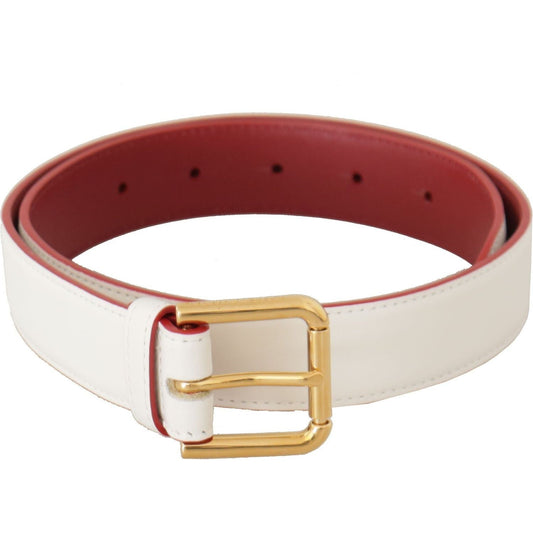 Dolce & Gabbana Elegant White Leather Belt with Engraved Buckle white-calf-leather-two-toned-gold-metal-buckle-belt IMG_0411-1-76a5ac02-b69.jpg