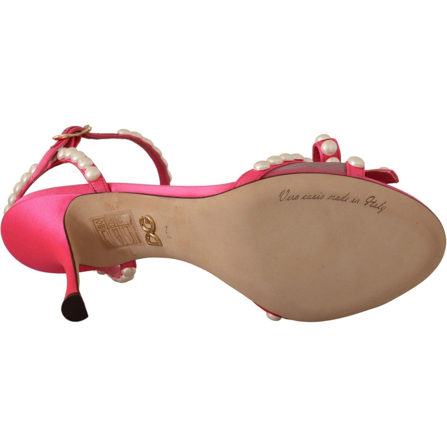 Dolce & Gabbana Elegant Pink Pearl Embellished Heels Sandals pink-satin-white-pearl-crystals-heels-shoes IMG_0412-scaled-af8145d0-ad9.jpg