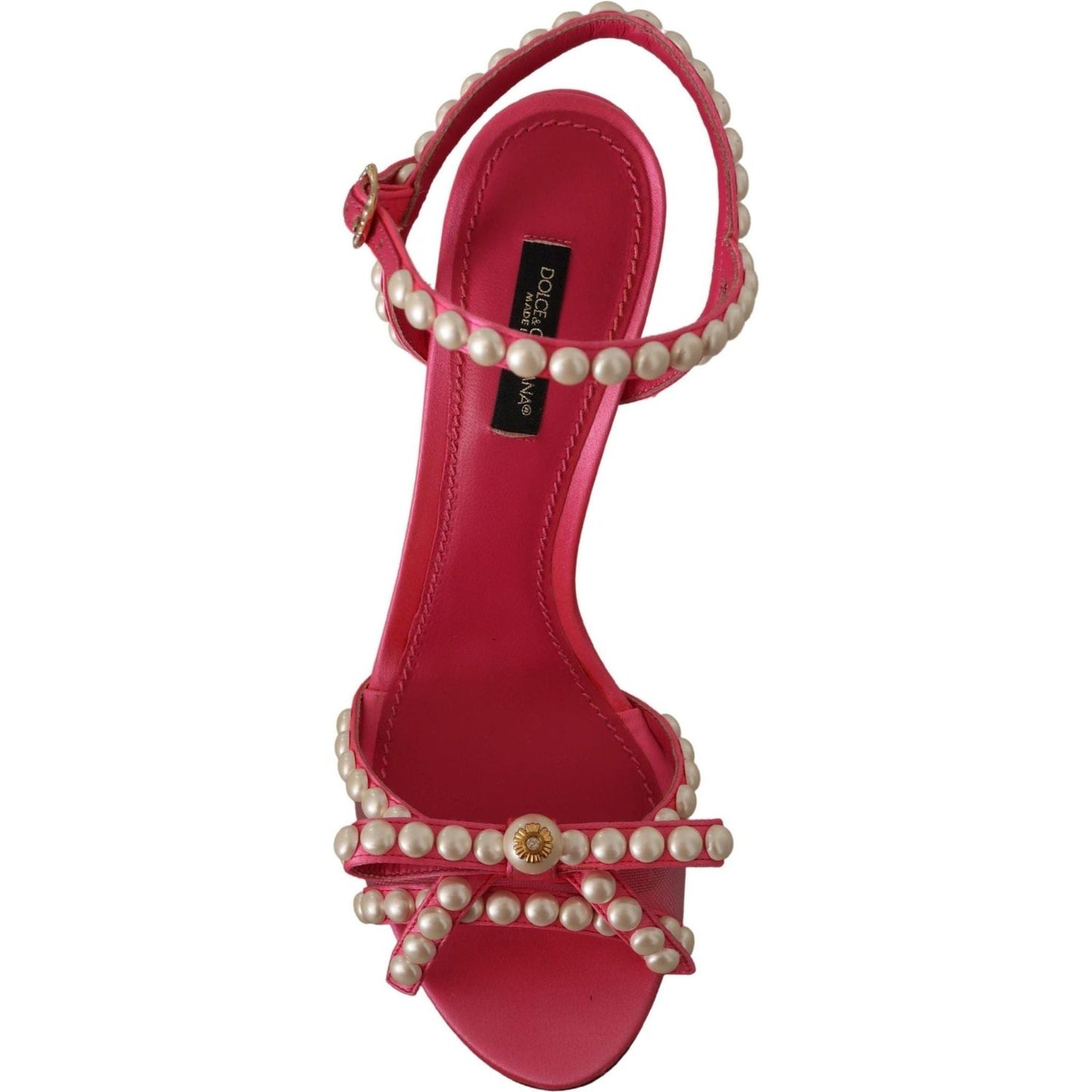 Dolce & Gabbana Elegant Pink Pearl Embellished Heels Sandals pink-satin-white-pearl-crystals-heels-shoes IMG_0418-scaled-fe5a295c-1cd.jpg