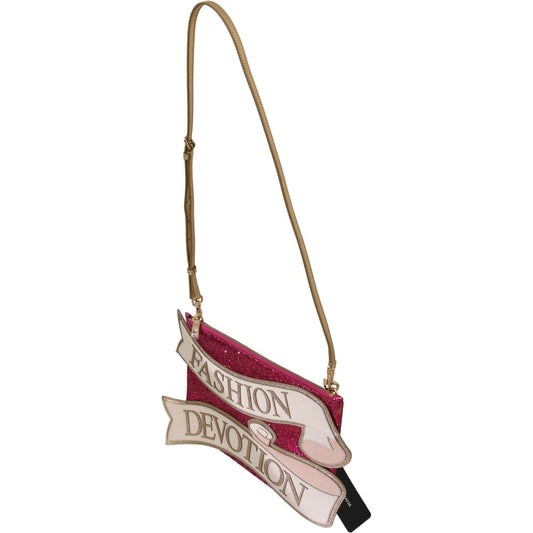 Dolce & Gabbana Glamorous Pink Glittered CLEO Clutch Purse pink-glittered-fashion-devotion-sling-cleo-purse