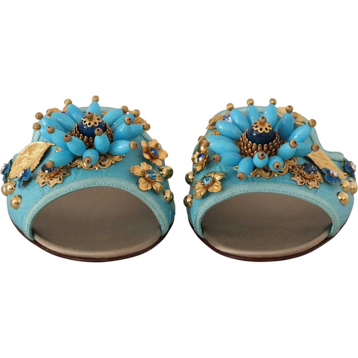 Dolce & Gabbana Exquisite Crystal-Embellished Exotic Leather Sandals blue-crystal-exotic-leather-blue-crystal-sandals