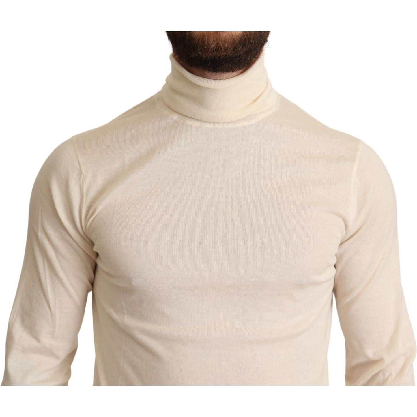 Dolce & Gabbana Cream Cashmere Turtleneck Sweater MAN SWEATERS cream-cashmere-turtleneck-pullover-sweater