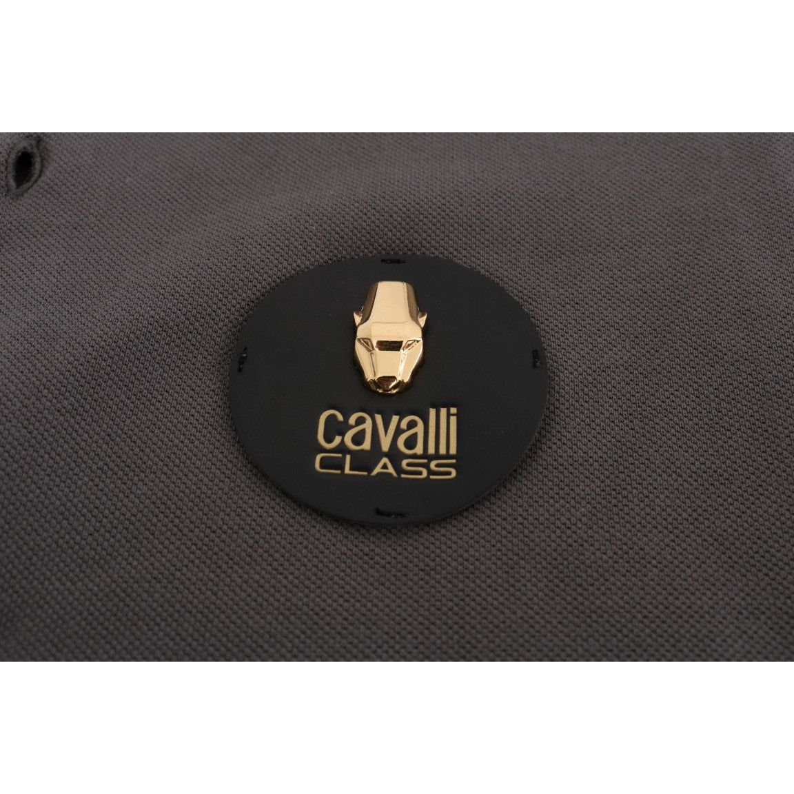 Roberto Cavalli Elegant Grey Cotton Polo Shirt gray-collared-short-sleeve-t-shirt