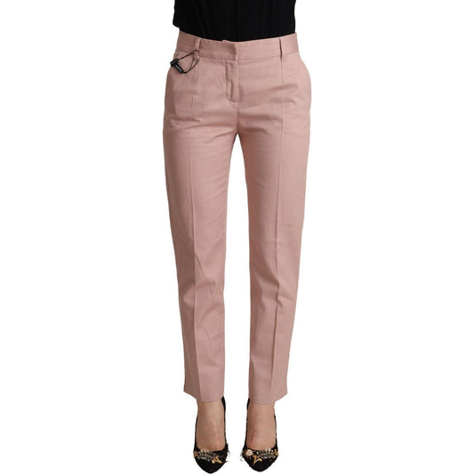 Dolce & Gabbana Elegant Pink Tapered Pants for Sophisticated Style pink-cotton-mid-waist-trouser-tapered-pants