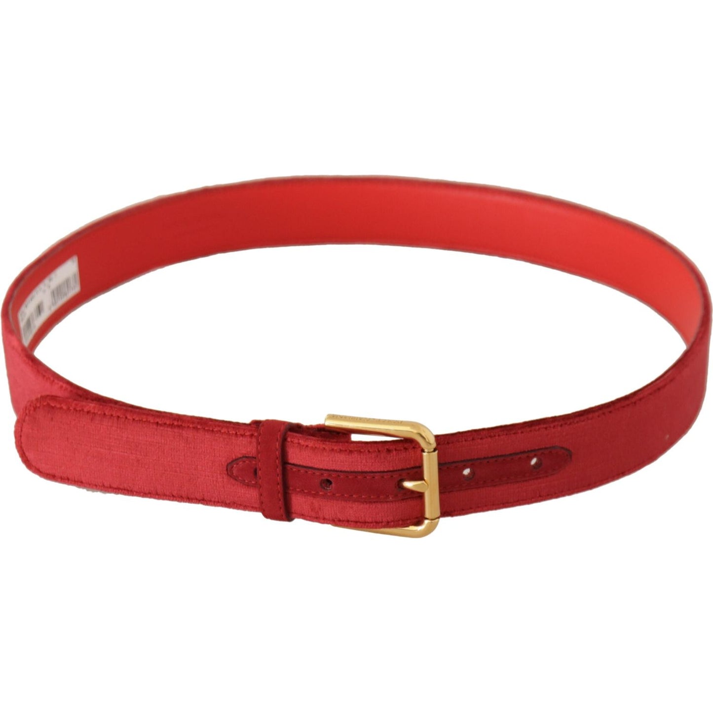 Dolce & Gabbana Elegant Red Suede Designer Belt red-velvet-gold-logo-engraved-metal-buckle-belt