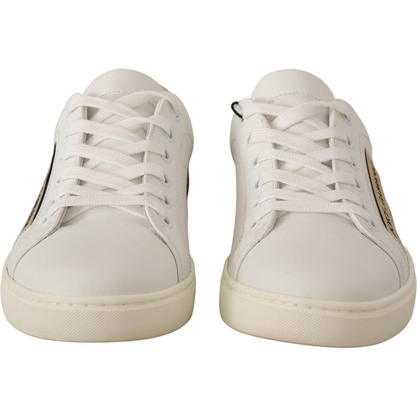 Dolce & Gabbana Elegant White Leather Sneakers with Gold Accents white-gold-leather-low-top-sneakers IMG_0489-f00a3bc4-e0c.jpg