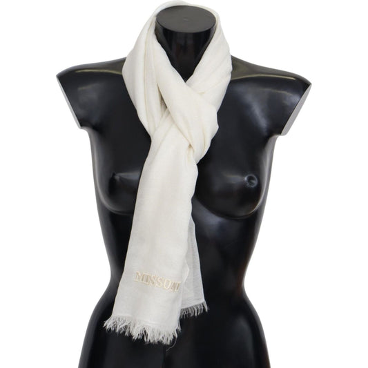 Missoni | White Cashmere Unisex Neck Wrap Fringes Scarf | 219.00 - McRichard Designer Brands