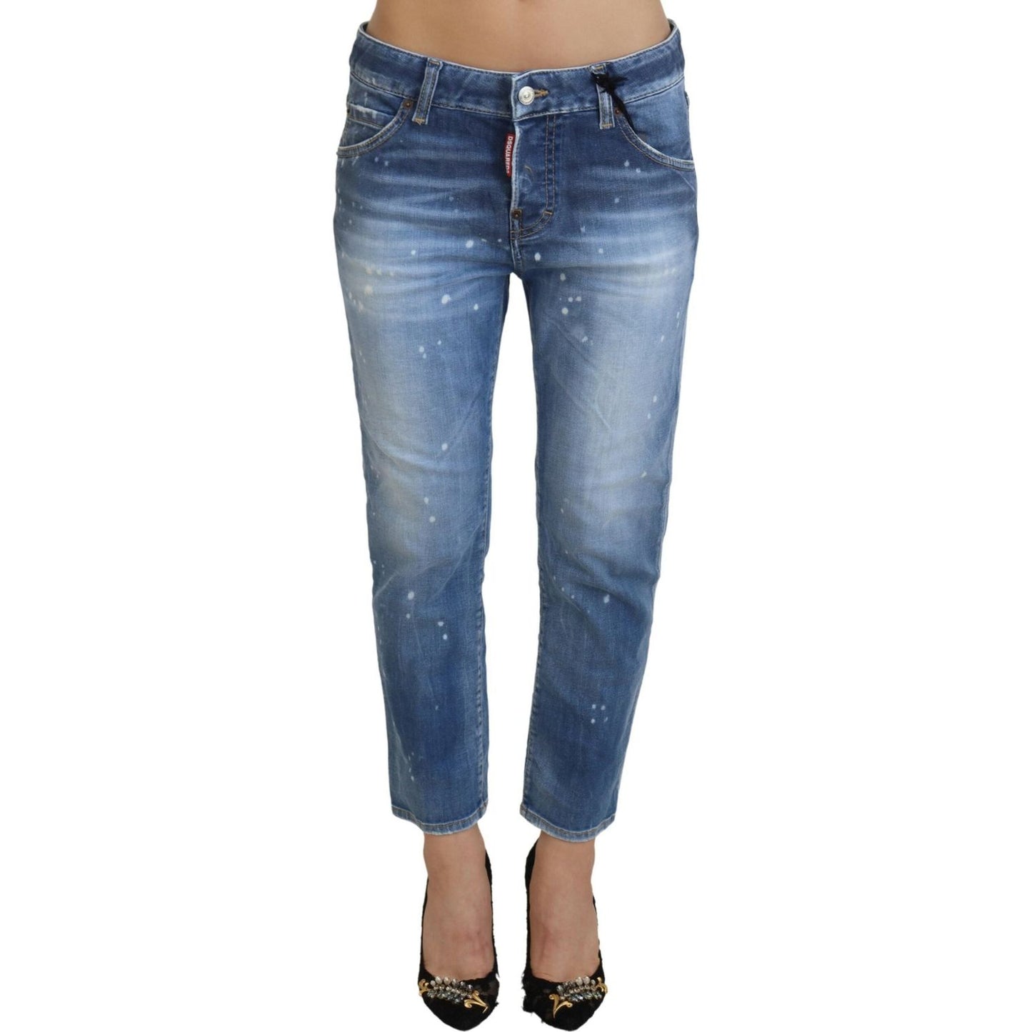 Dsquared² Chic Cropped Blue Denim - Elevate Your Casual Look blue-cotton-low-waist-cropped-denim-cool-girl-jeans