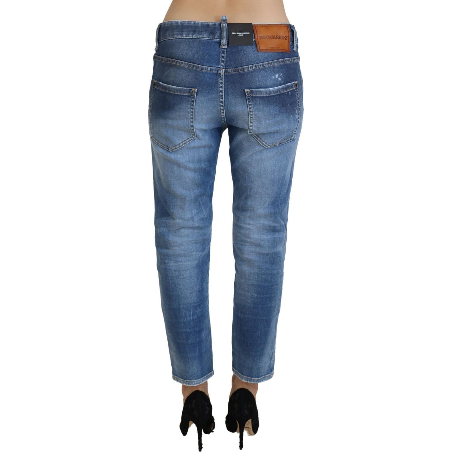 Dsquared² Chic Cropped Blue Denim - Elevate Your Casual Look blue-cotton-low-waist-cropped-denim-cool-girl-jeans