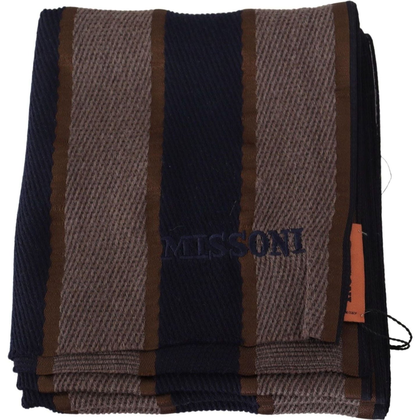 Missoni Elegant Striped Wool Scarf brown-wool-striped-unisex-neck-wrap-shawl-scarf