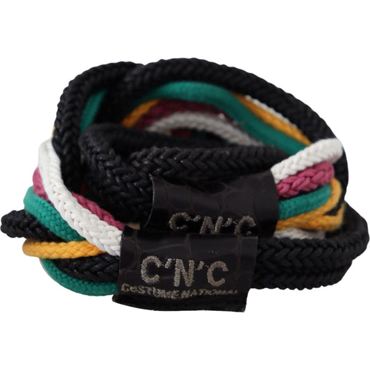 Costume National Chic Multicolor Twisted Rope Belt Belt multicolor-rope-leather-rustic-hook-buckle-belt