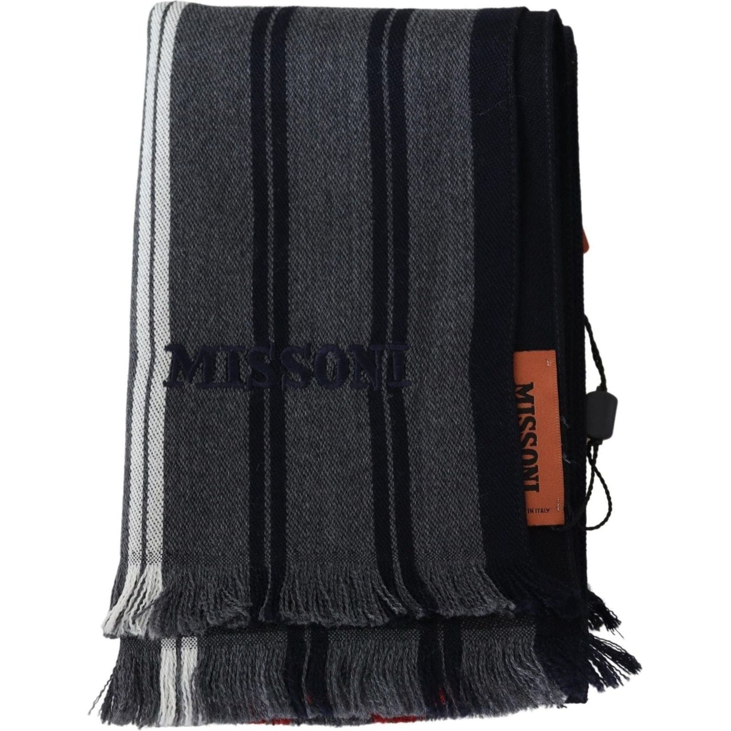 Missoni Elegant Multicolor Wool Scarf with Logo Embroidery multicolor-wool-striped-unisex-neck-wrap-shawl-scarf-1