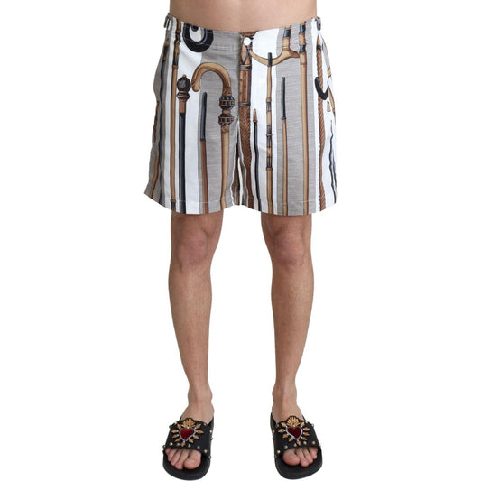 Dolce & Gabbana Elegant White Multicolor Swim Shorts white-walking-stick-beachwear-shorts-swimshorts IMG_0549-scaled-3e65fc83-262.jpg