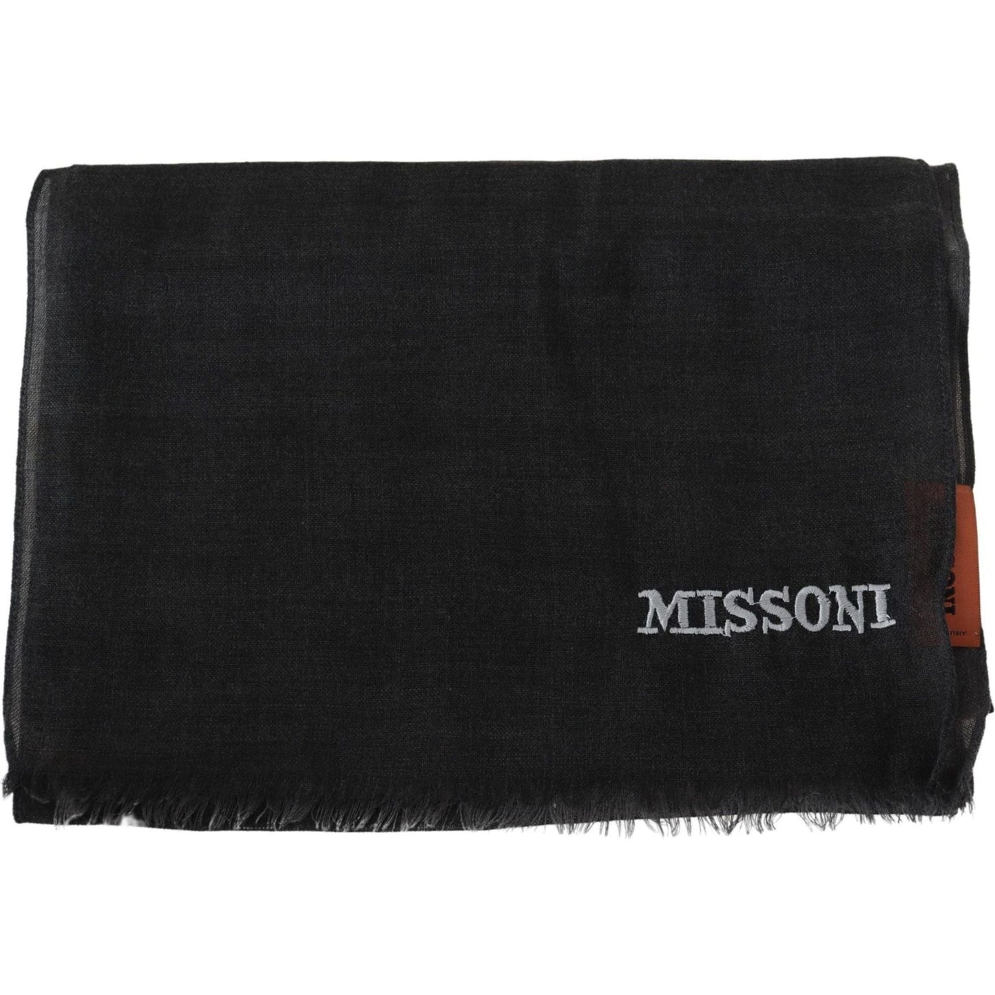 Missoni Sumptuous Wool Scarf with Fringes gray-wool-unisex-neck-wrap-shawl-fringes-logo-scarf